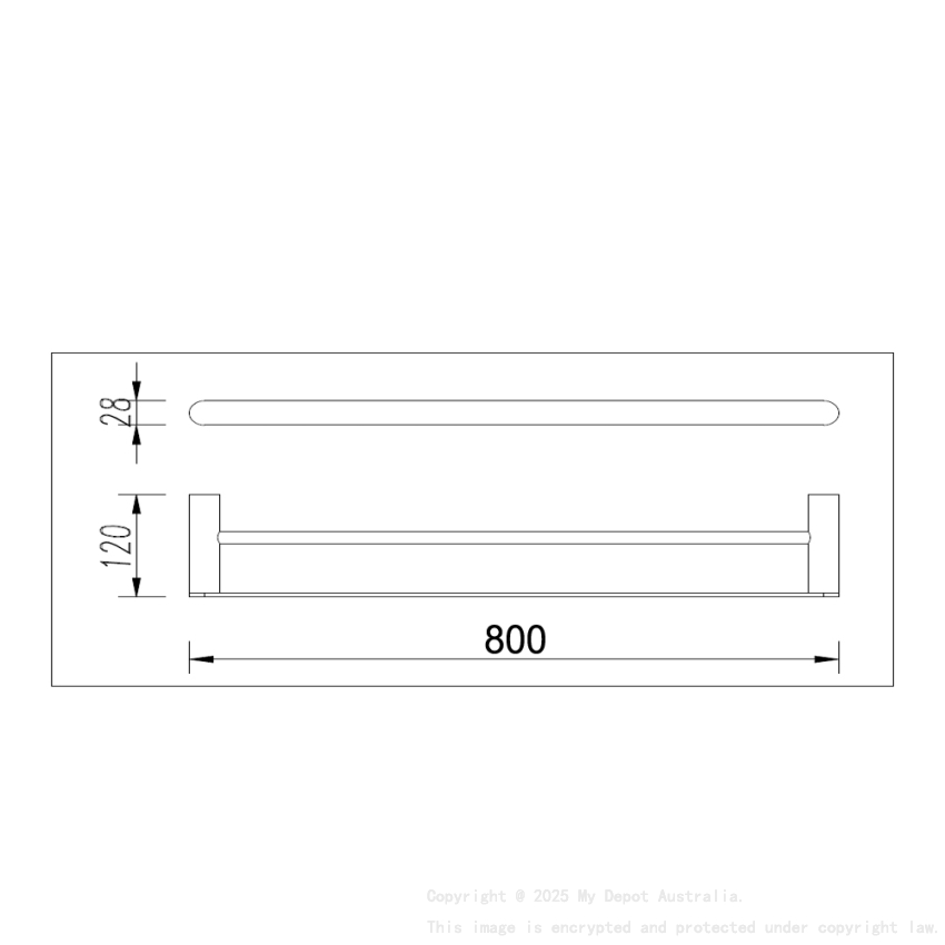 Bellino Brushed Yellow Gold 800mm Double Towel Rail