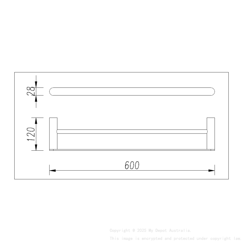 Bellino Matte Black 600mm Double Towel Rail