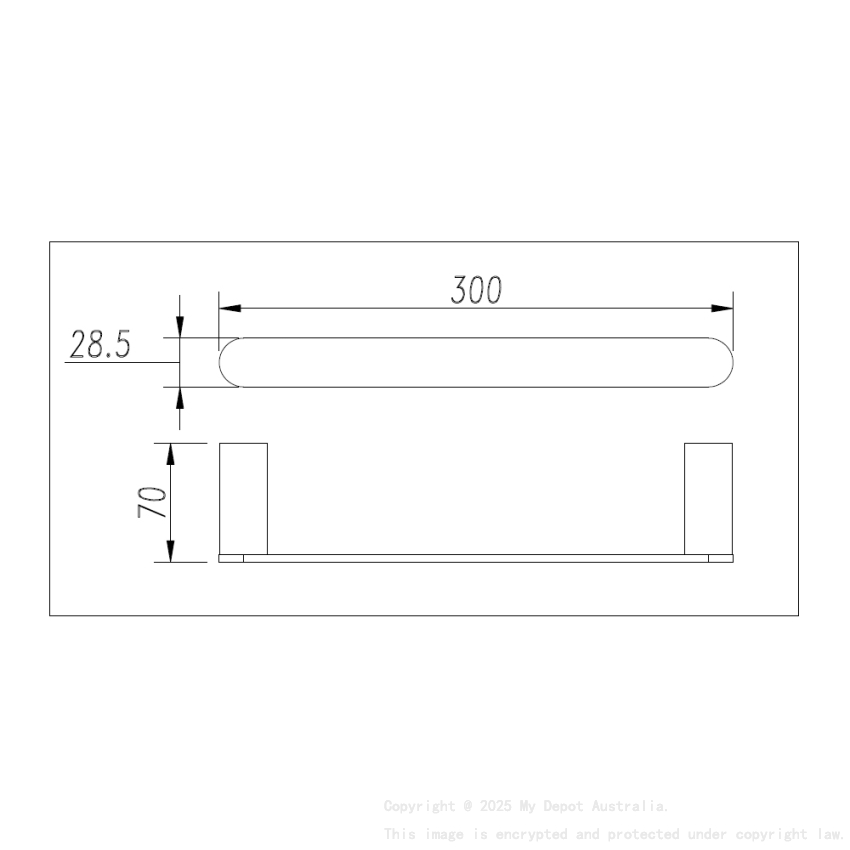 Bellino Solid Brass Chrome Hand Towel Rail 300mm