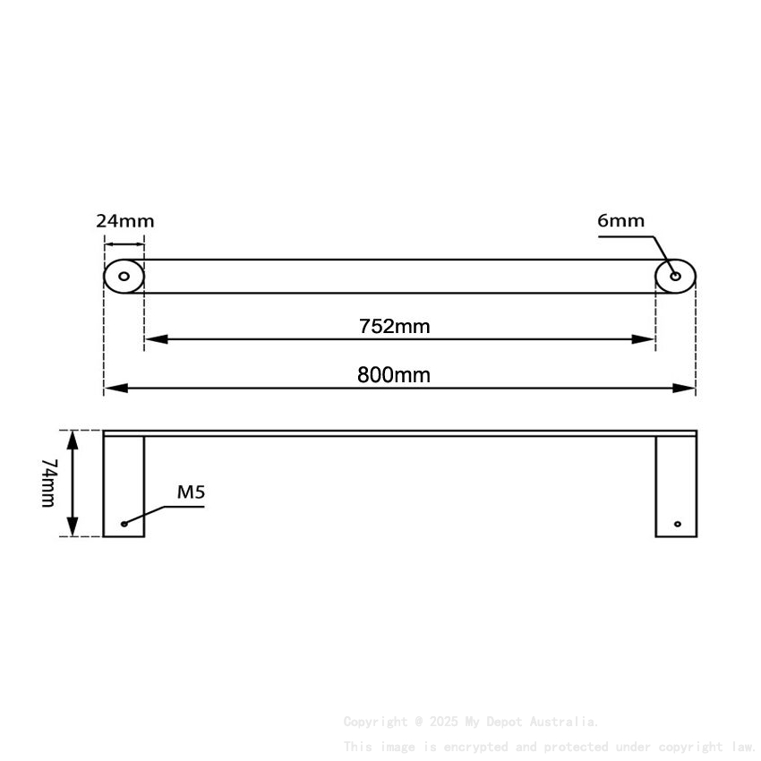 Esperia Chrome Single Towel Rail 800mm