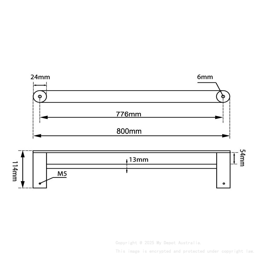 Esperia Gun Metal Grey Double Towel Rail 800mm