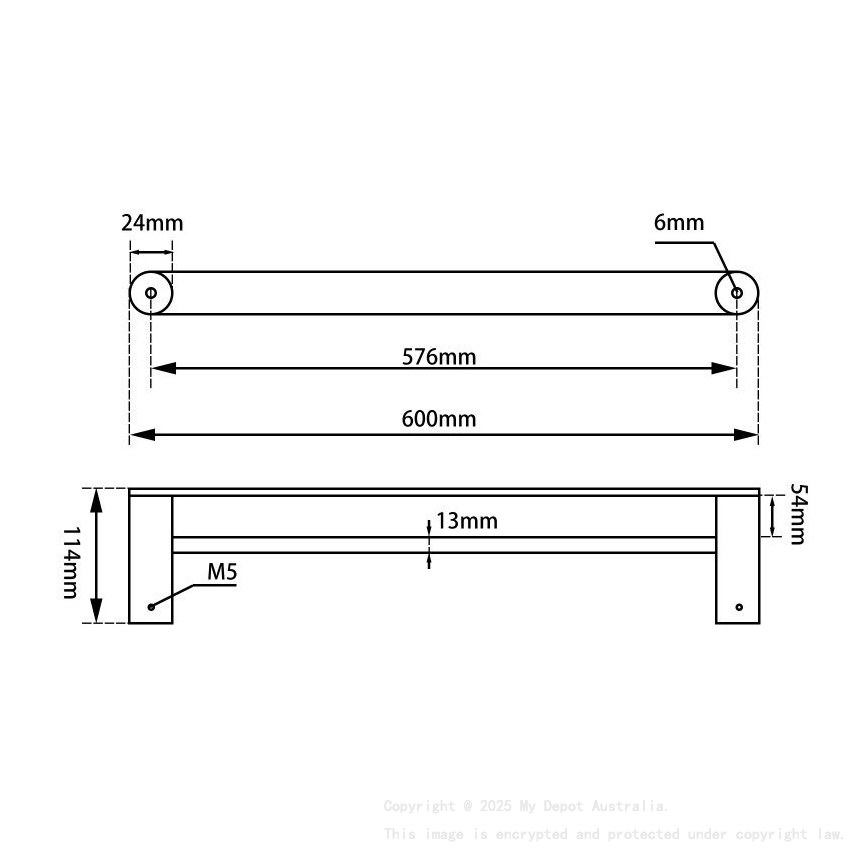 Esperia Chrome Double Towel Rail 600mm