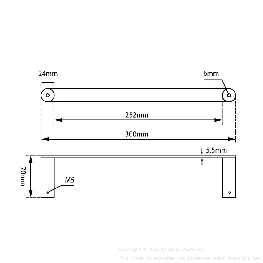 Esperia Gun Metal Grey Towel Rail 300mm