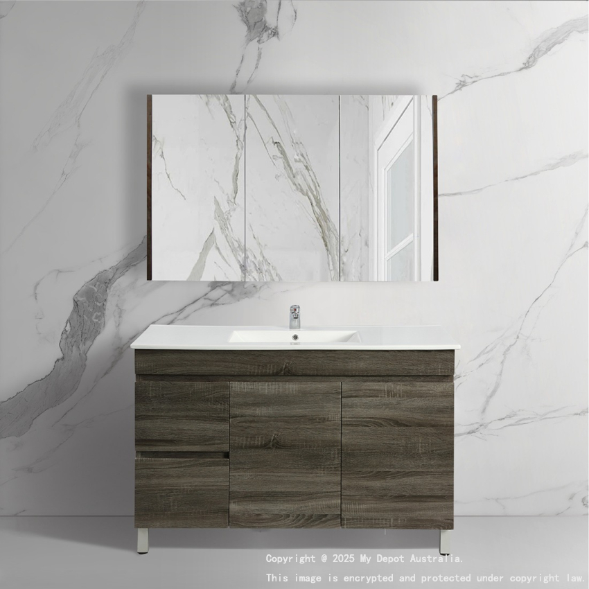 1200mm Dark Grey MDF Bathroom Vanity Left Drawers Free Standing Cabinet Only