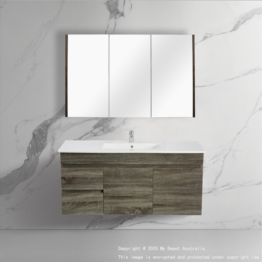1200mm Dark Grey MDF Bathroom Vanity Left Drawers Wall Hung Cabinet Only