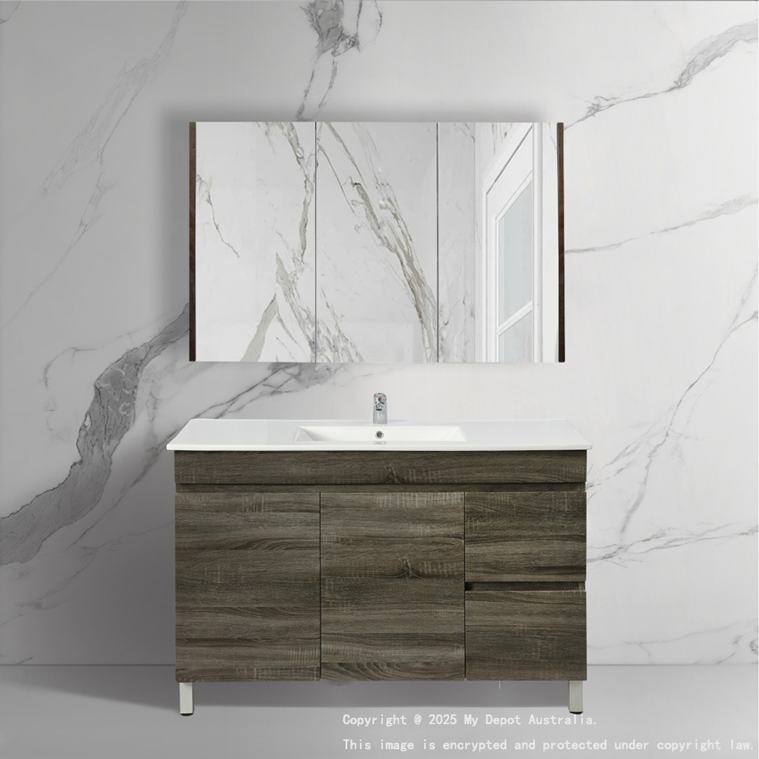 1200mm Dark Grey MDF Bathroom Vanity Right Drawers Free Standing Cabinet Only