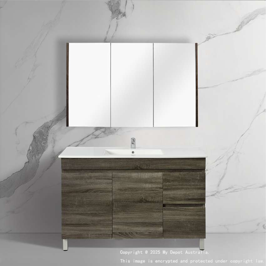 1200mm Dark Grey MDF Bathroom Vanity Right Drawers Free Standing Cabinet Only