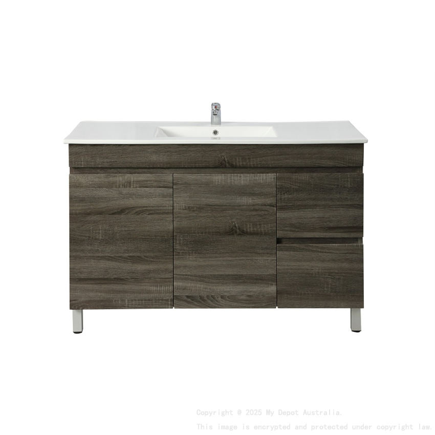 1200mm Dark Grey MDF Bathroom Vanity Right Drawers Free Standing Cabinet Only