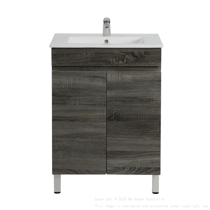 600mm Dark Grey MDF Bathroom Vanity 2 Doors Free Standing Cabinet Only