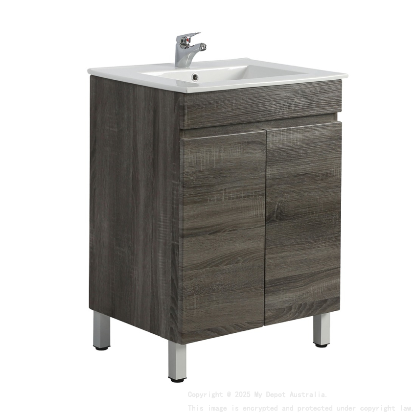 600mm Dark Grey MDF Bathroom Vanity 2 Doors Free Standing Cabinet Only