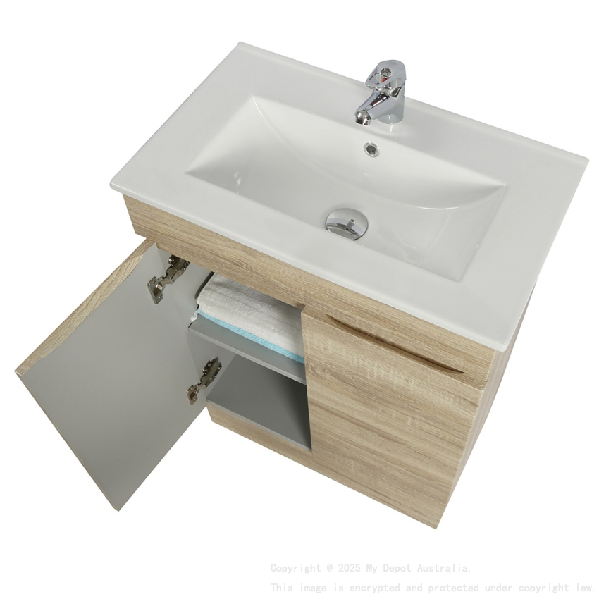 600mm White Oak MDF Bathroom Vanity 2 Doors Free Standing Cabinet Only