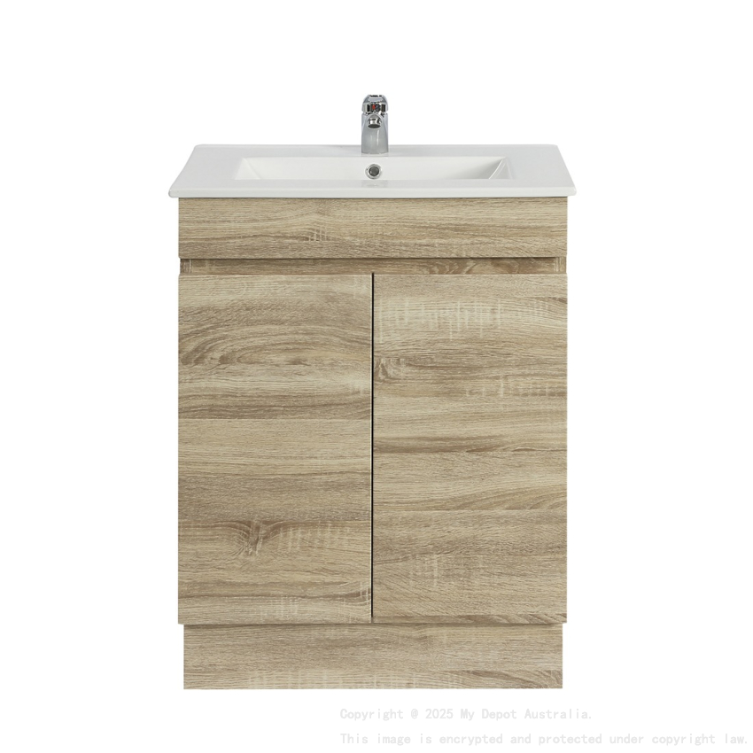 600mm White Oak MDF Bathroom Vanity 2 Doors Free Standing Cabinet Only