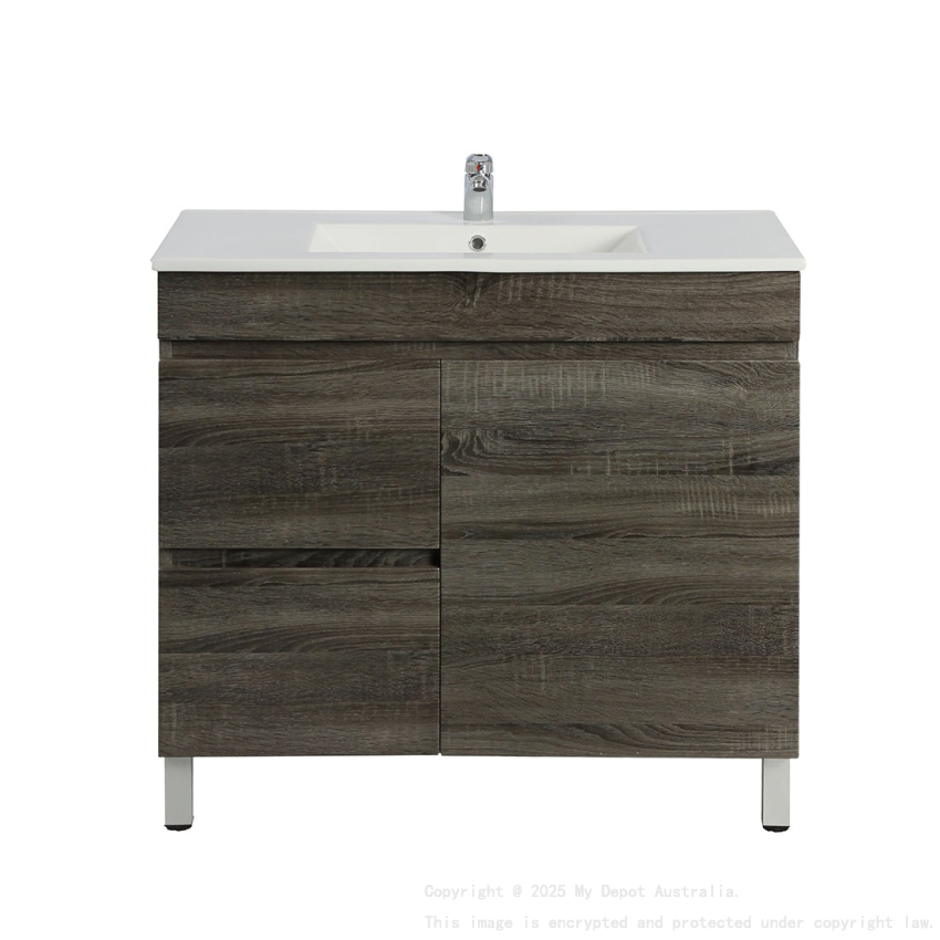 750mm Narrow Dark Grey MDF Bathroom Vanity Left Drawers Free Standing Cabinet Only