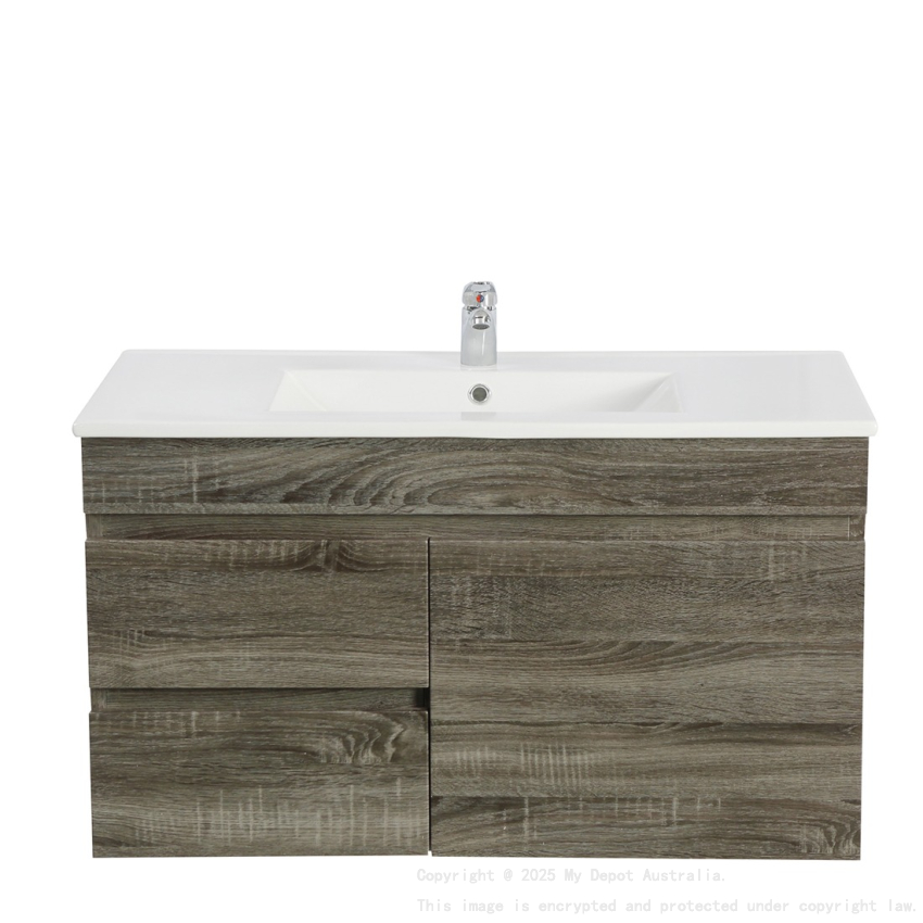 750mm Narrow Dark Grey MDF Bathroom Floating Vanity Left Drawers Wall Hung Cabinet Only