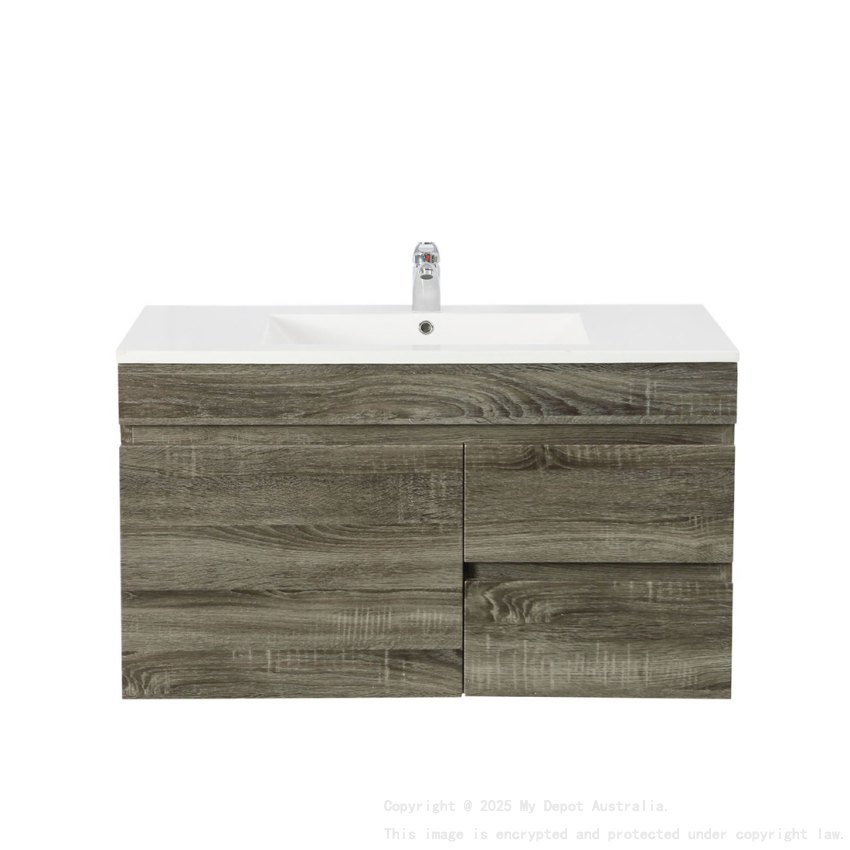 750mm Dark Grey MDF Bathroom Vanity Right Drawers Wall Hung Cabinet Only