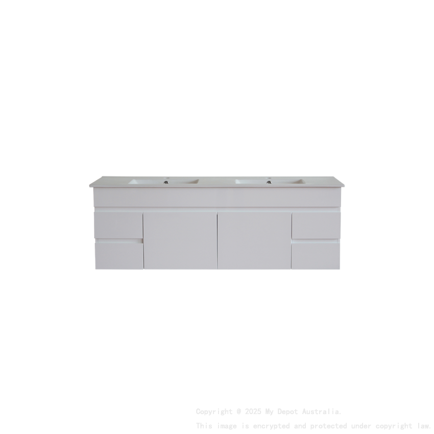 1500*450*560mm Wall Hung Gloss White PVC Vanity Cabinet Only