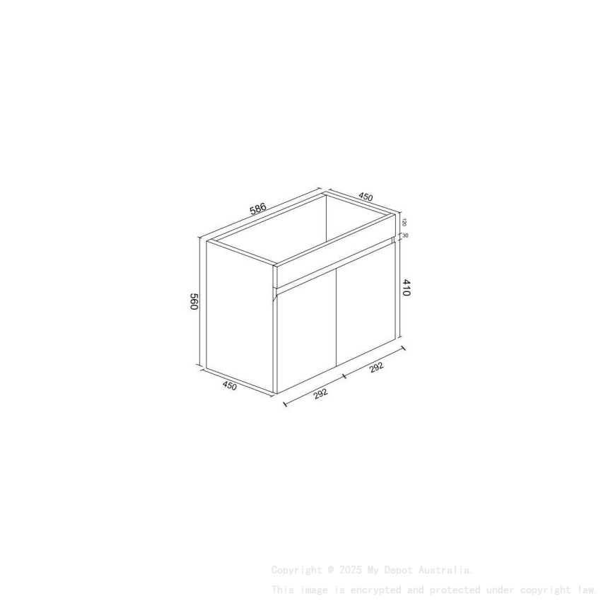 600*450*560mm Wall Hung Gloss White PVC Vanity Cabinet Only Two Doors