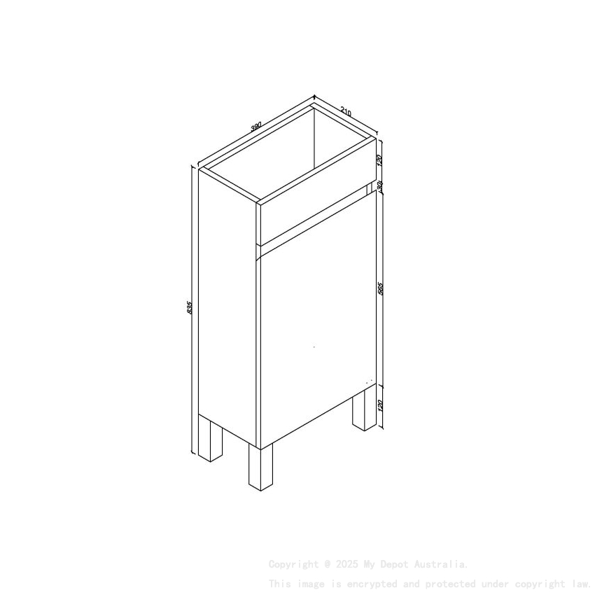 400*210*835mm Freestanding Gloss White Slim PVC Vanity With Ceramic Top Cabinet Only