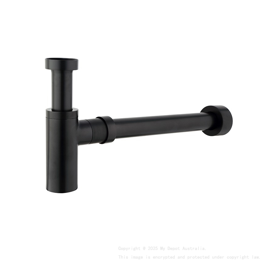 Rund Brass Bottle Trap Matte Black