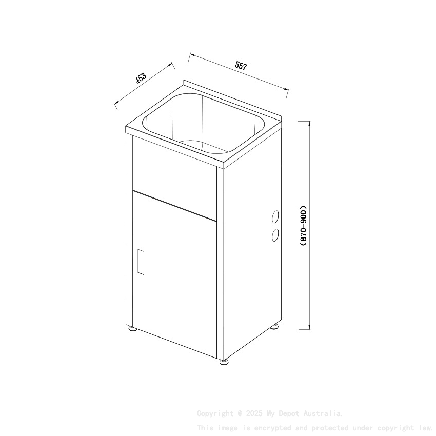 560Wx455Dx870Hmm 35 Litre Laundry Tub&Cabinet