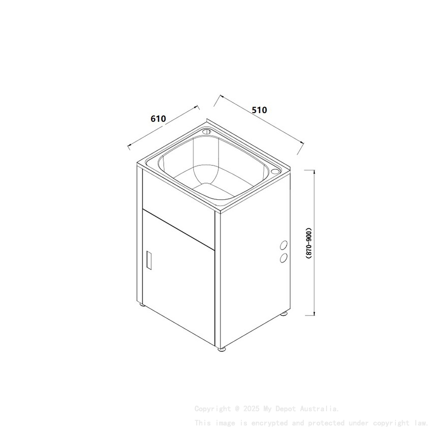 510Wx610Dx870Hmm 45 Litre Laundry Tub&Cabinet