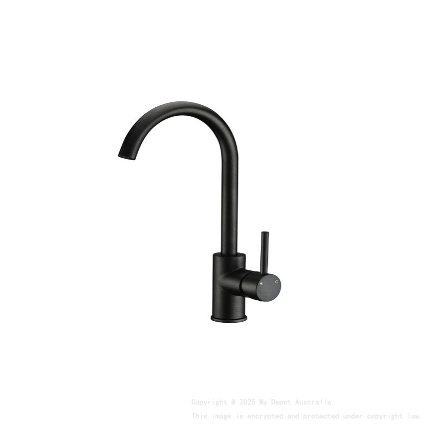 Round Matte Black Gooseneck Sink Mixer