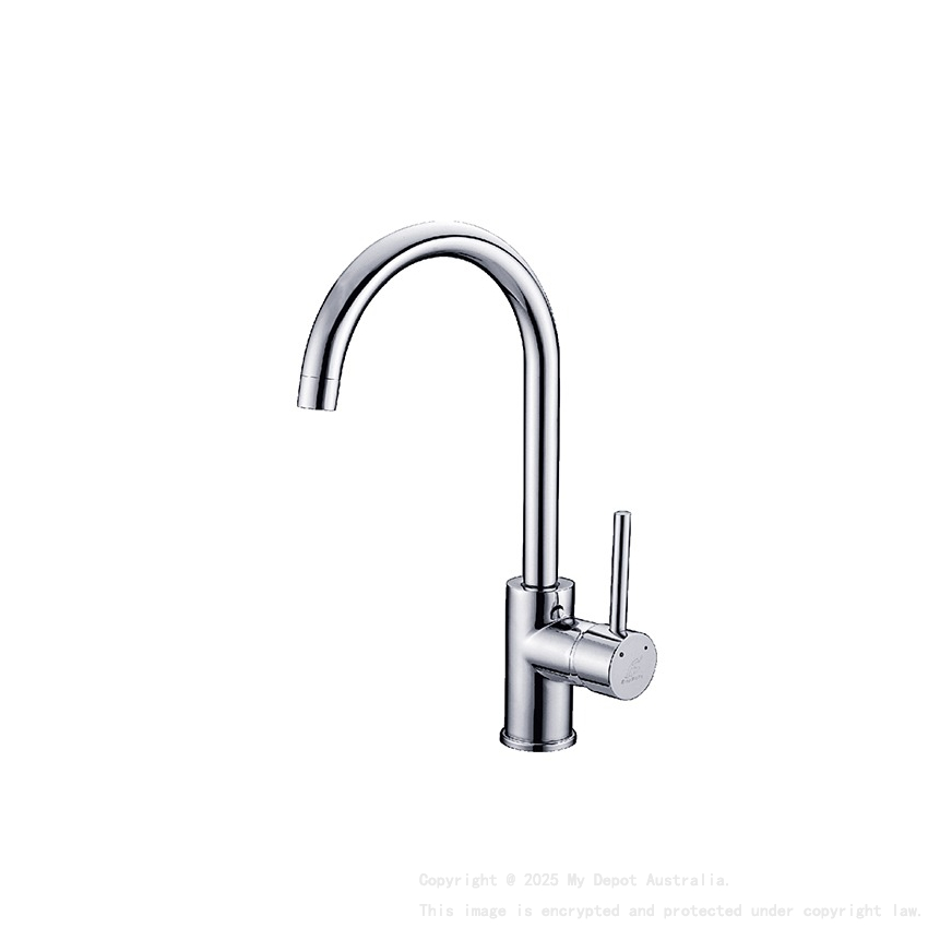 Round Chrome Gooseneck Sink Mixer