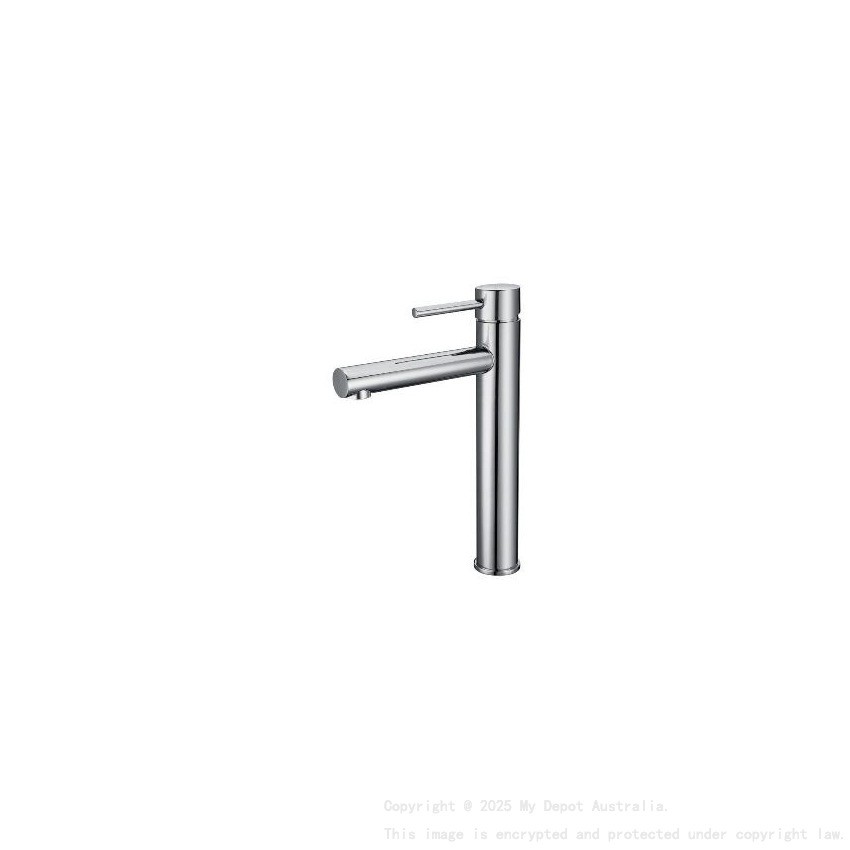 Round Brushed Nickel Tower Basin Mixer