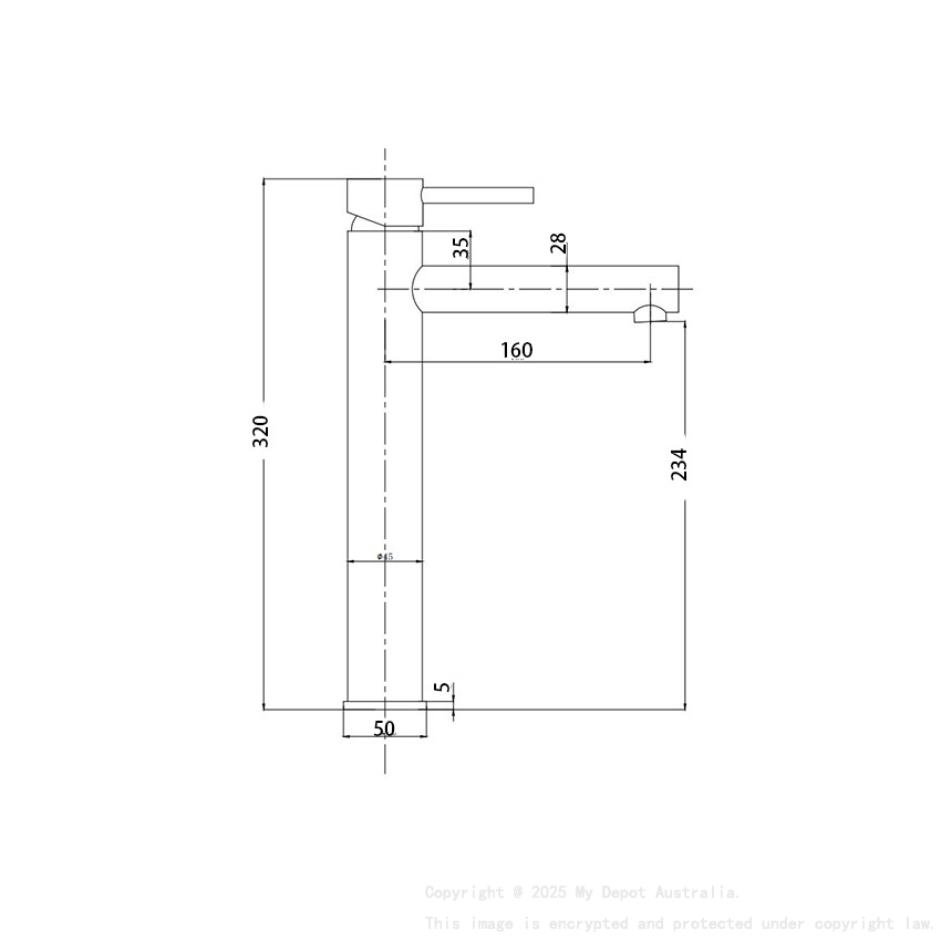 Round Matte Black Tower Basin Mixer