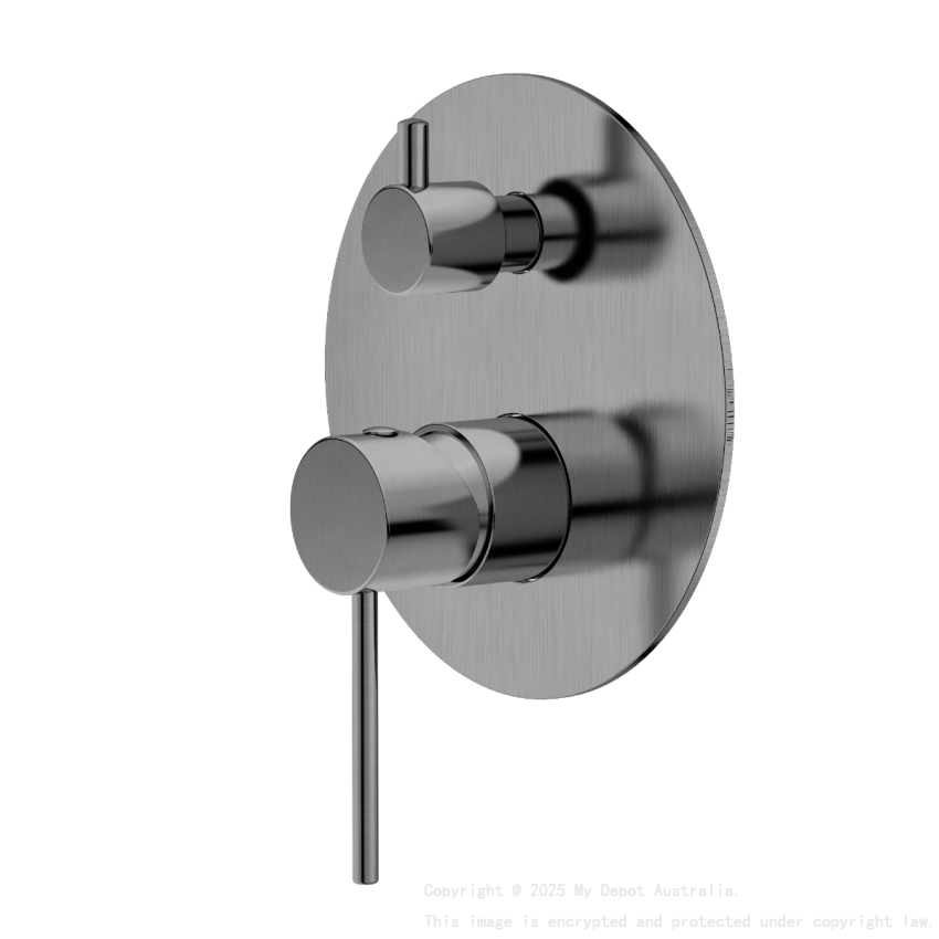 Round Brushed Nickel Shower Diverter Mixer