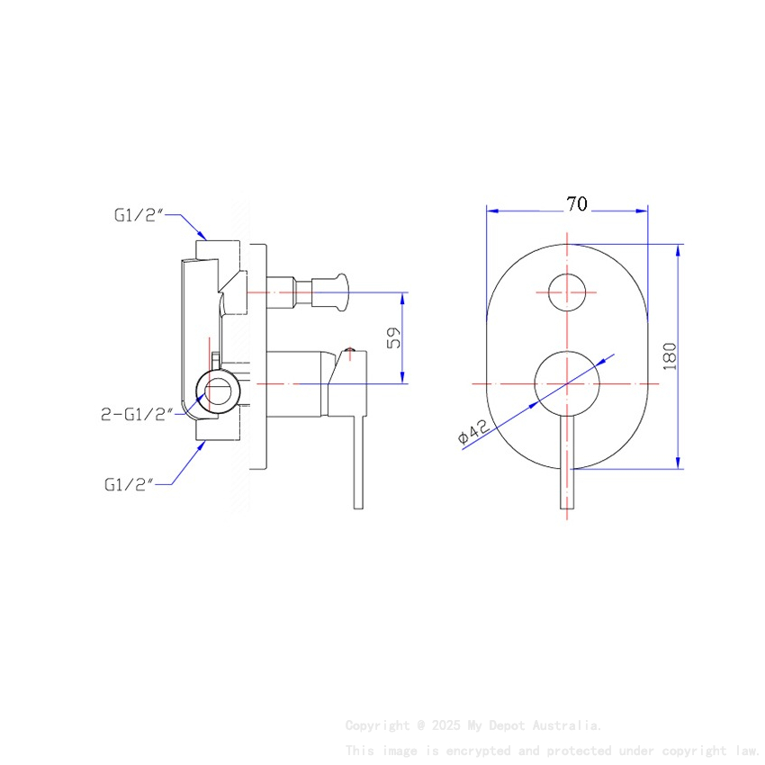 Round Brushed Nickel Shower Diverter Mixer