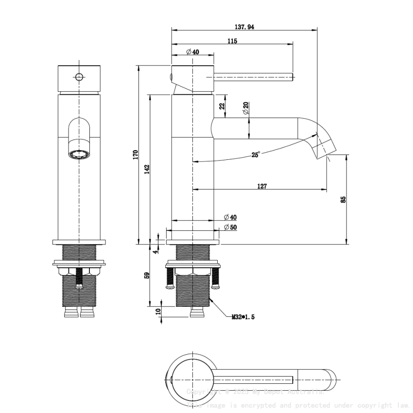 Morgan Rund Brushed Bronze Basin Mixer