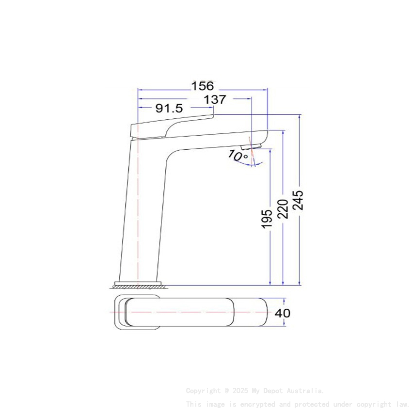 Kompakt Eckig Tower Chrome Basin Mixer
