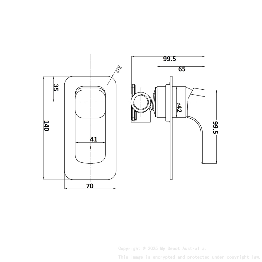 Kompakt Eckig Chrome Shower Mixer