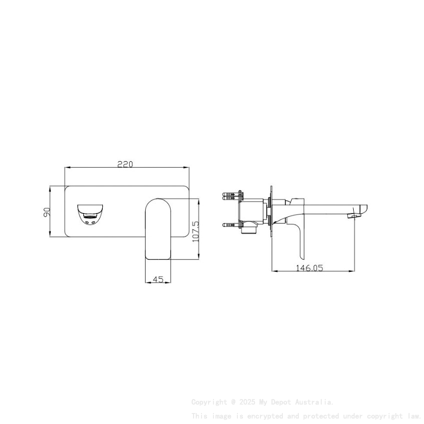 Luxus Bath/Basin Mixer With Spout Burshed Gold Trim Kit