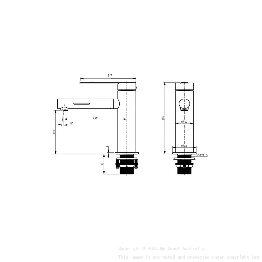 Licht Matt Black Basin Mixer With LED