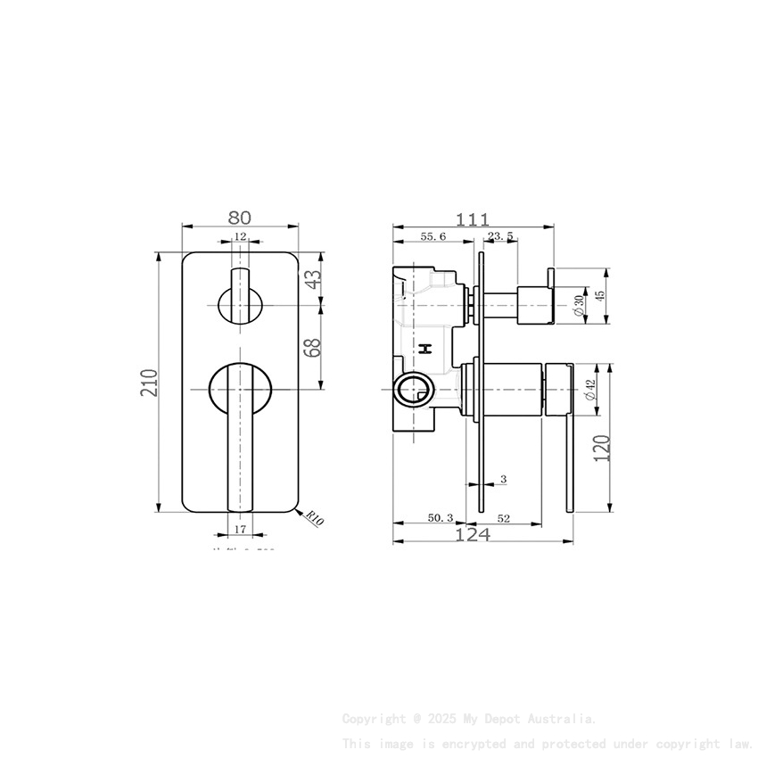 Licht Matte Black Shower Divertor Mixer