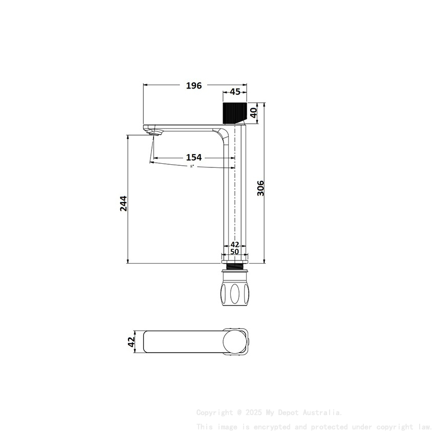 Qi Kasten Tower Basin Mixer Matte Black