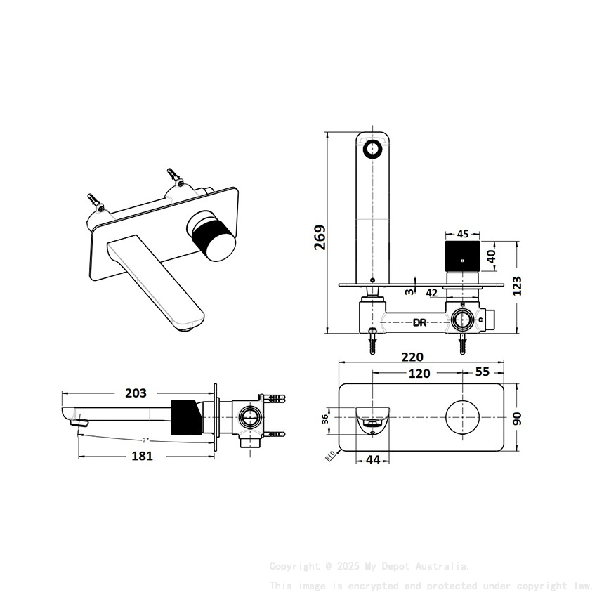Qi Kasten Progressive Bath Mixer Trim Kit Chrome
