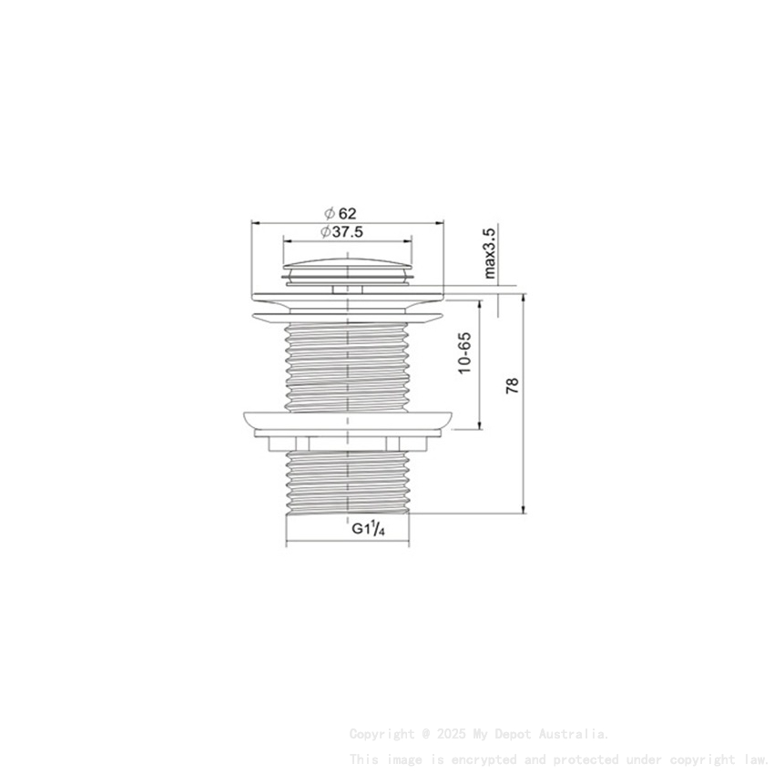 Run Chrome 32mm Brass Pop Up Waste No Overflow