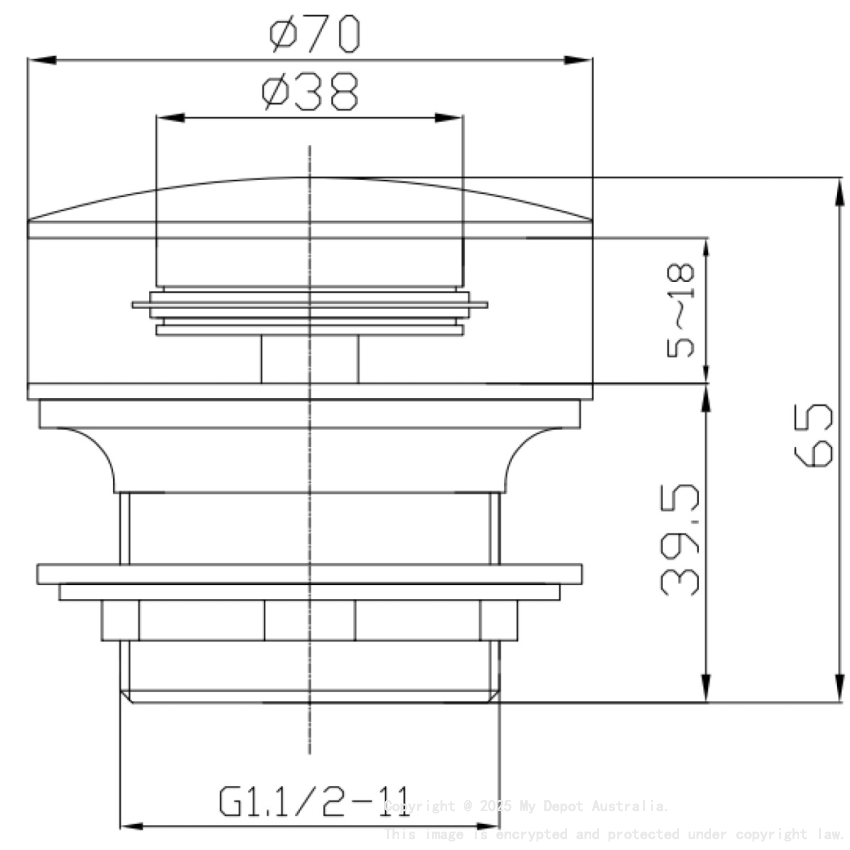 32mm Universal Bath Pop Up Waste Brushed Nickel