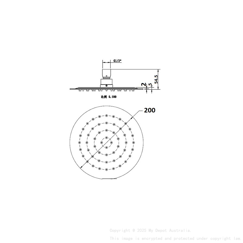 Round Rain Shower Head 200mm Chrome