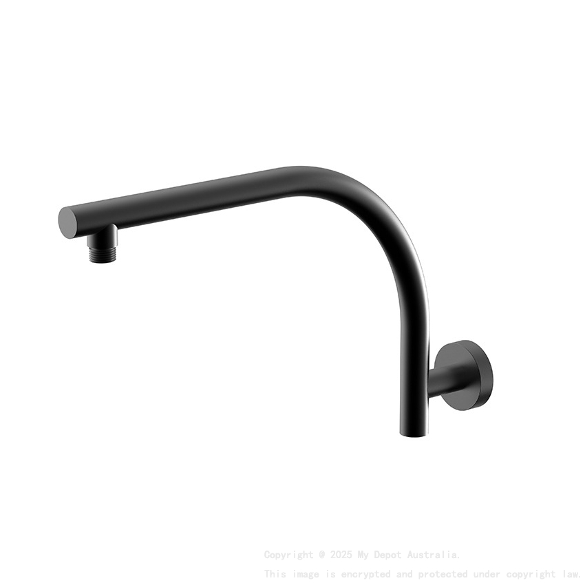 Round Curved Shower Arm Matte Black