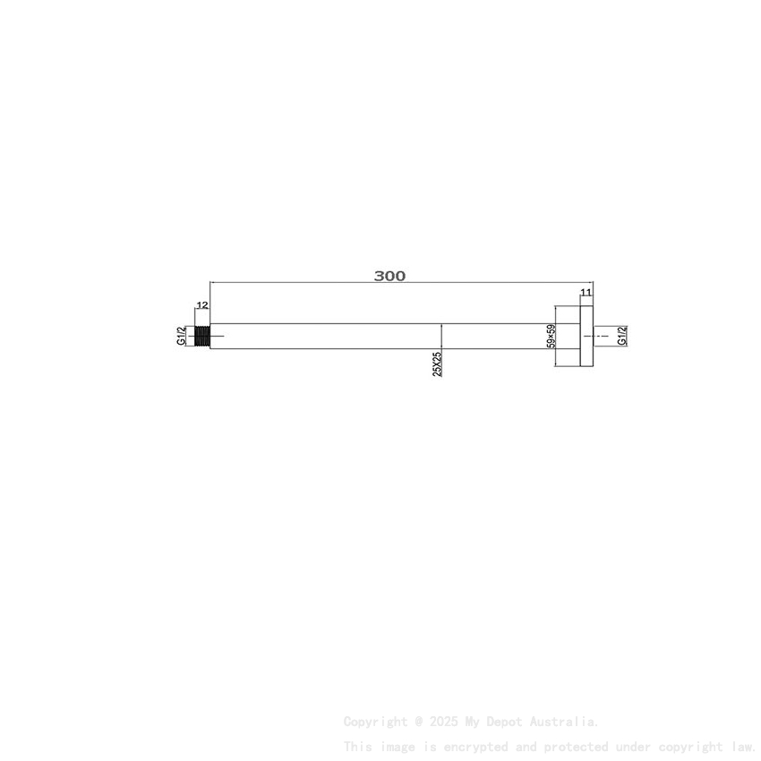 Round Ceiling Shower Arm 300mm Brushed Nickel