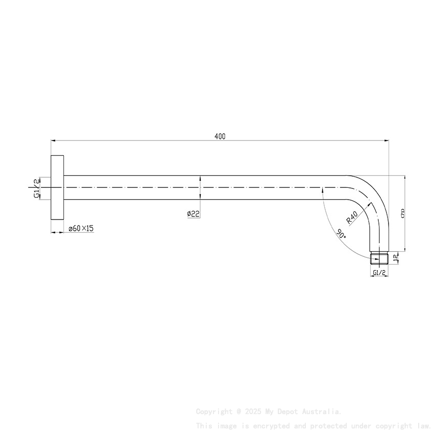Round Shower Arm Chrome