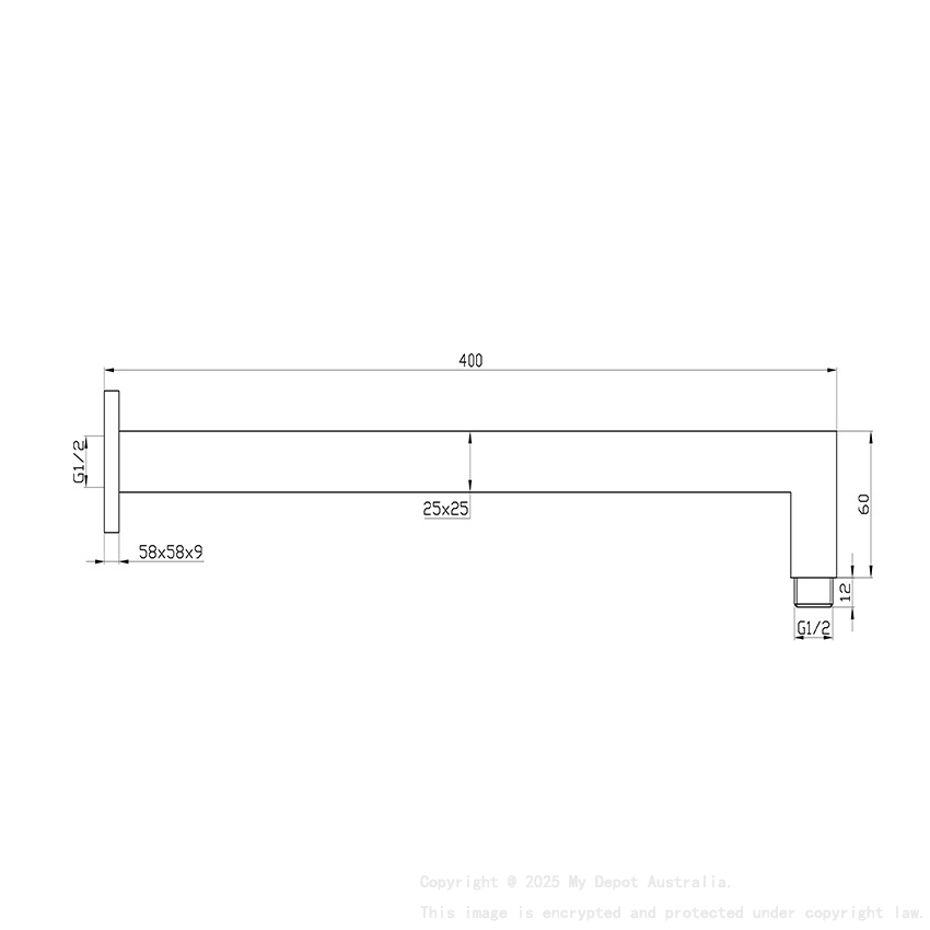 Square Shower Arm Brushed Nickel