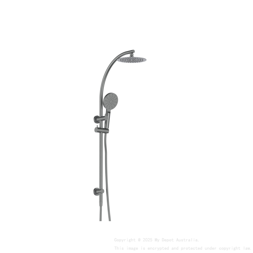 Rund Brushed Gun Metal Sliding Rail With 3 Spray Function Hand Shower