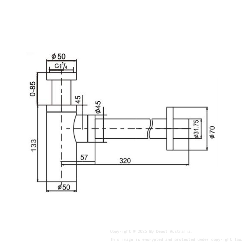 Bottle Trap 32mm Brushed Nickel