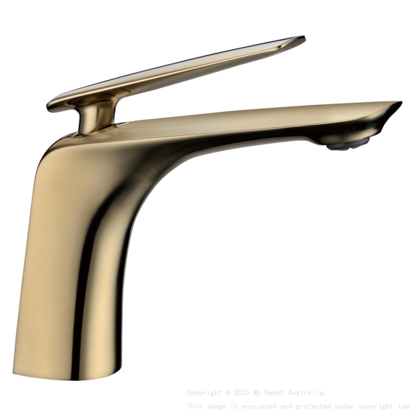 Bellino Brushed Yellow Gold Short Basin Mixer Tap