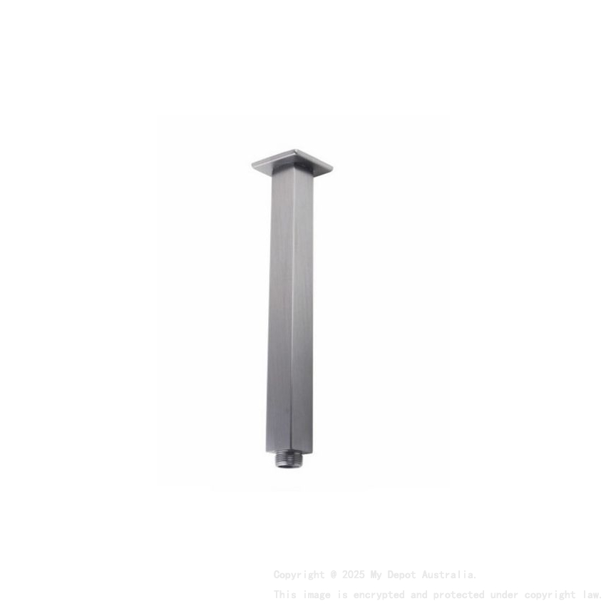 Square Brushed Nickel Ceiling Shower Arm 600mm
